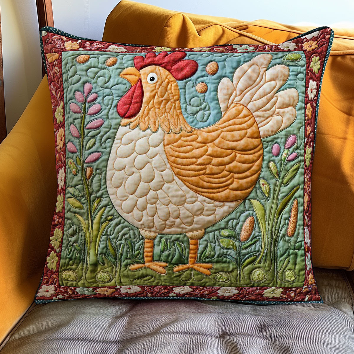 Cozy Cluck Quilt Pillow Case Theme Items Great Gifts For Christmas Holiday