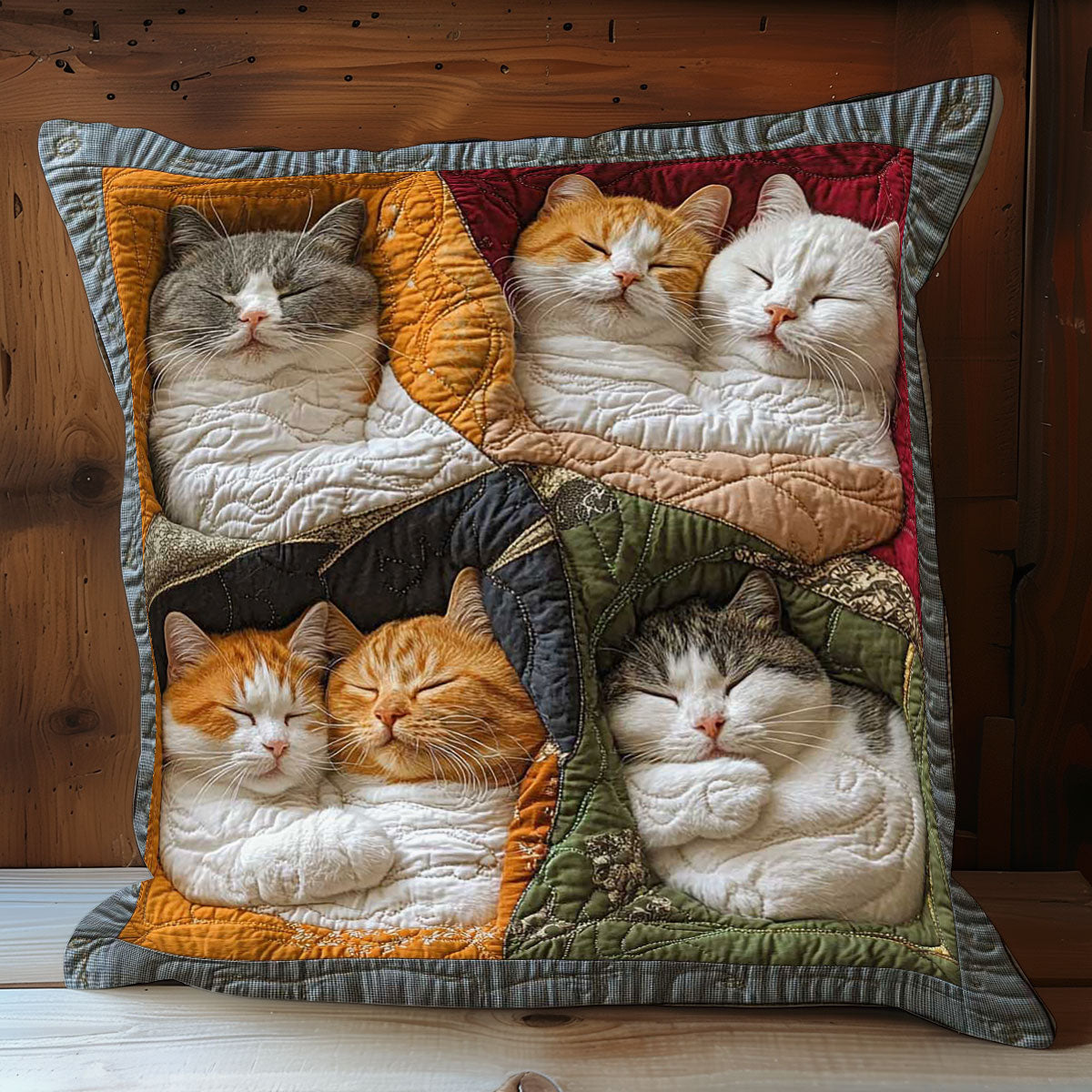 Cuddling Cat Quilt Pillow Case Stuff Items Xmas Presents For Cat Lovers For Her