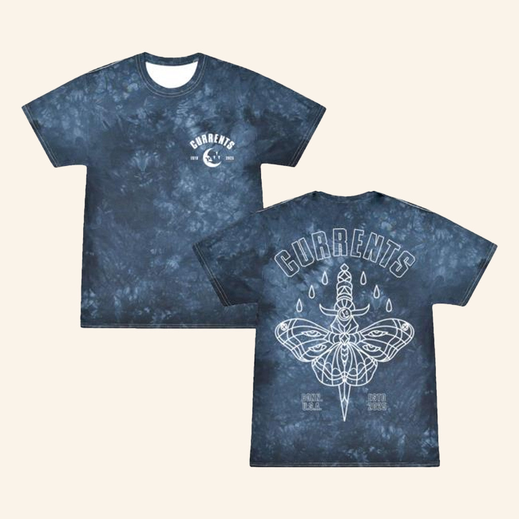 Currents Merch Moth Outline Crystal Navy T-Shirt Music Lover Gifts For Him