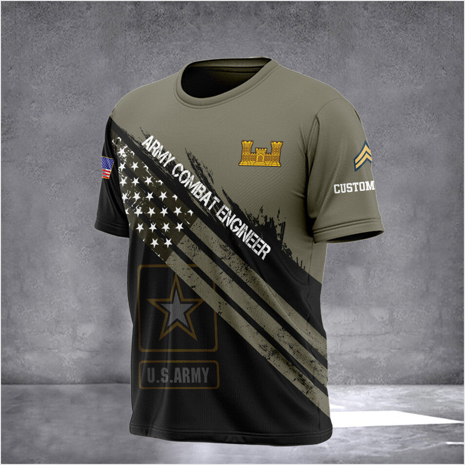 Custom Army Combat Engineer Shirt US Army T-Shirt Present For Military Man Best Friend Gifts