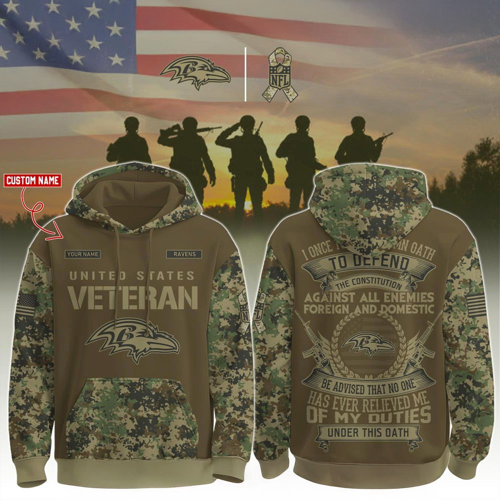 Custom Baltimore Ravens Happy Veterans Day Night Game Hoodie Baltimore Ravens Merch Veteran Gifts