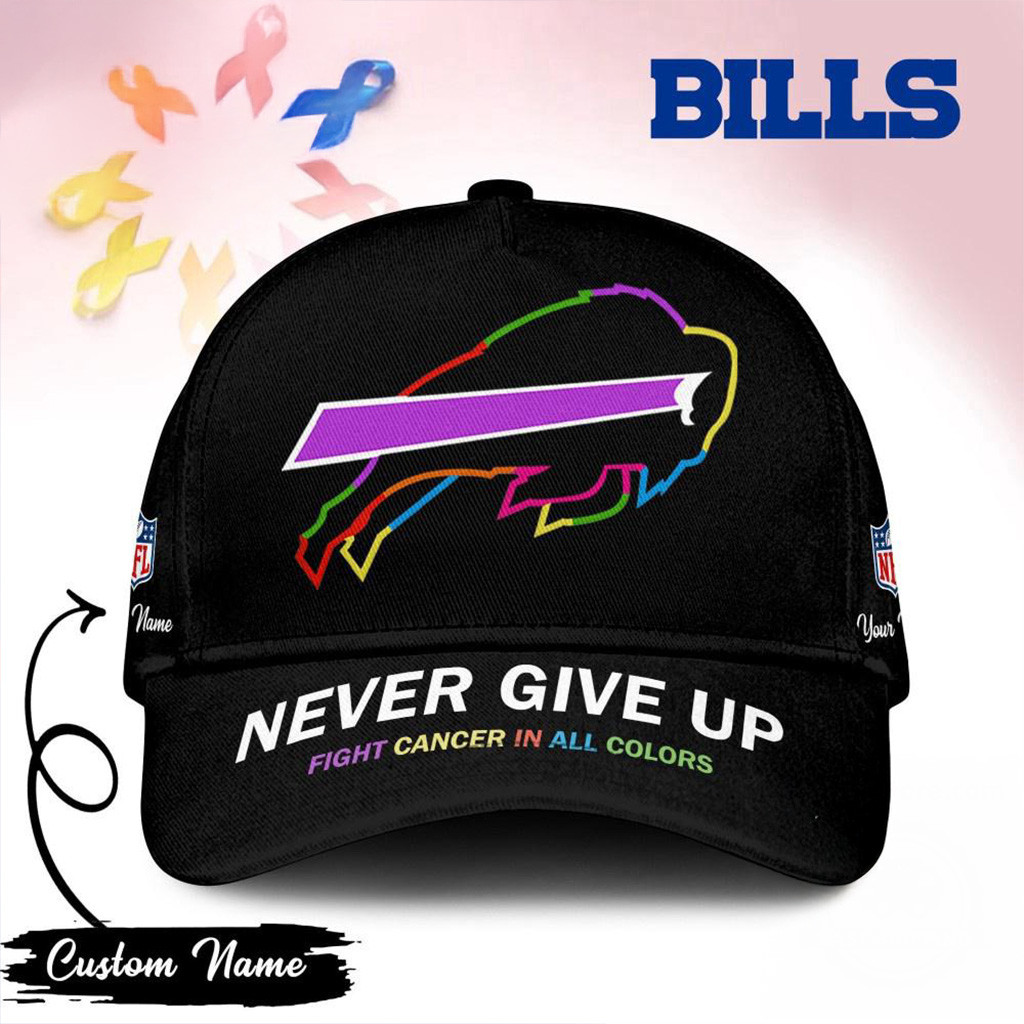 Custom Buffalo Bills Never Give Up Fight Cancer In All Colors Hat Buffalo Bills Merch