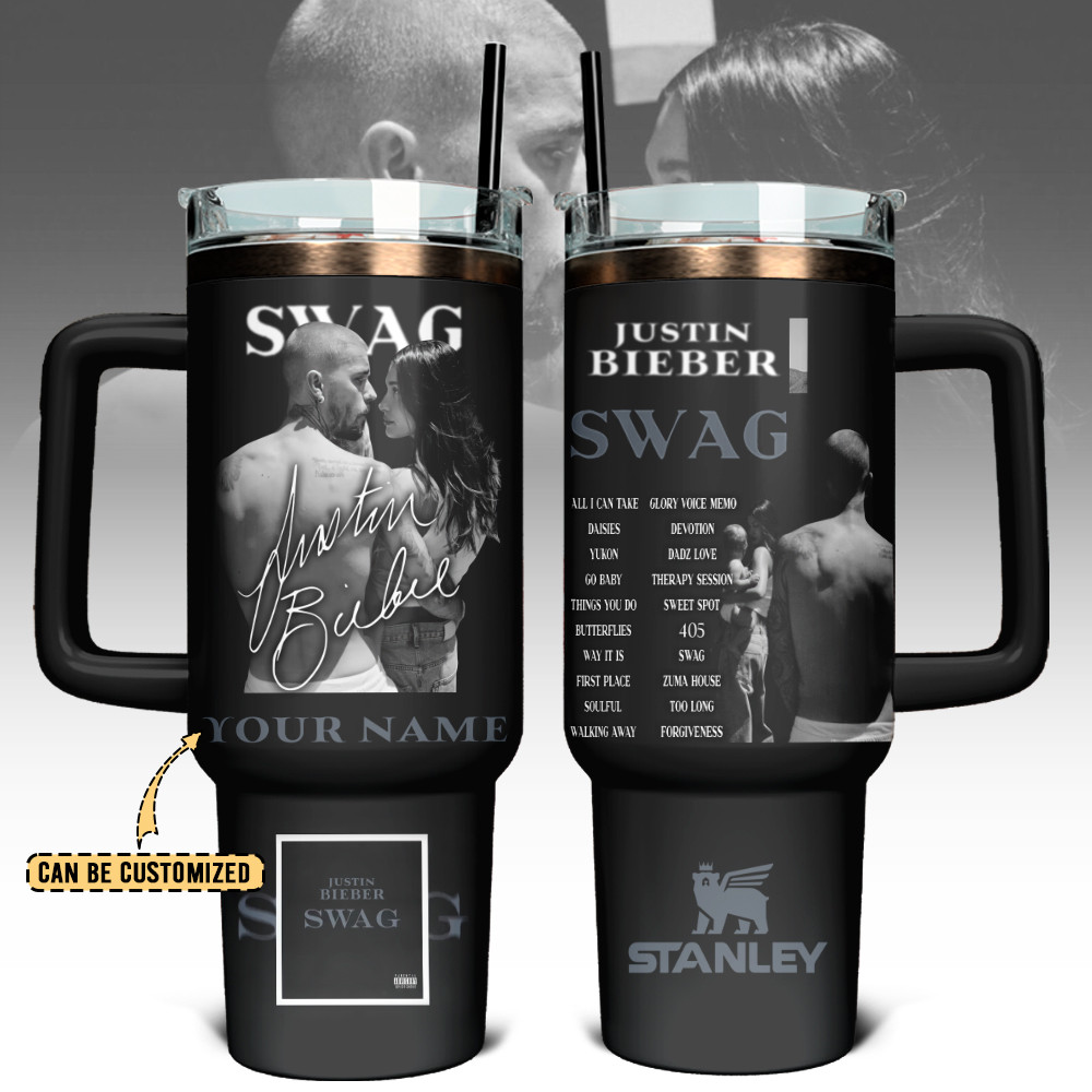 Custom Justin Bieber Stanley Quencher 40oz Stainless Steel Tumbler Gifts For Music Lovers