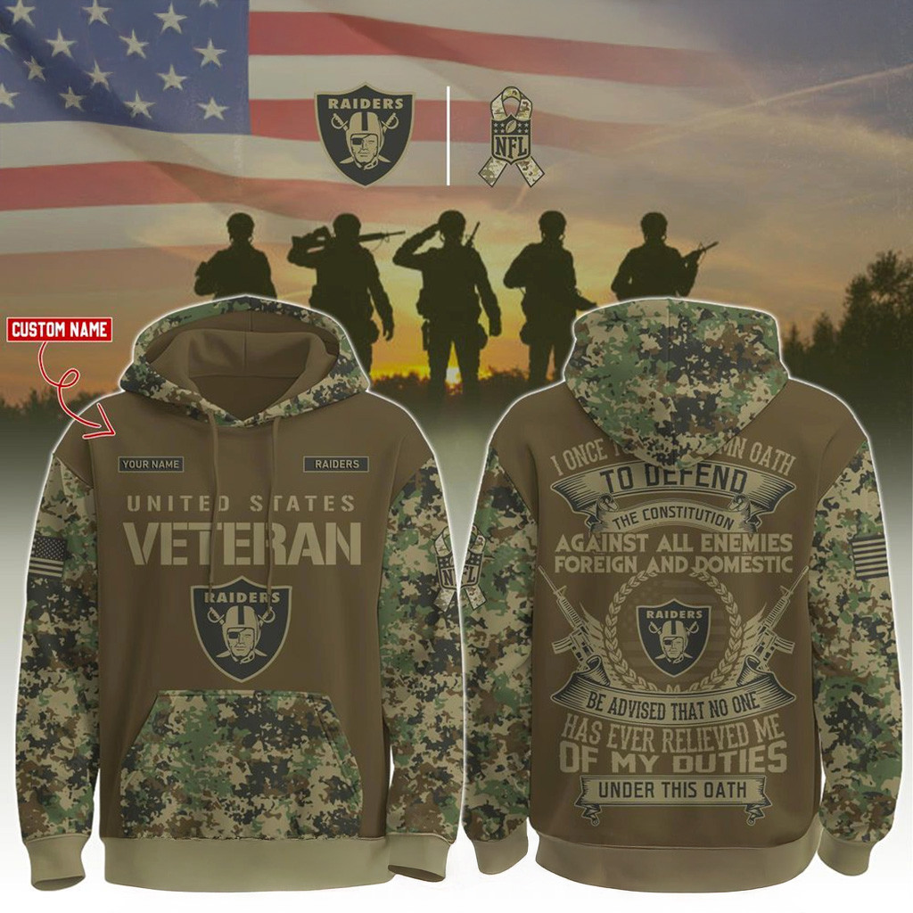 Custom Las Vegas Raiders Happy Veterans Day Night Game Hoodie Raiders Merch Husband Gifts