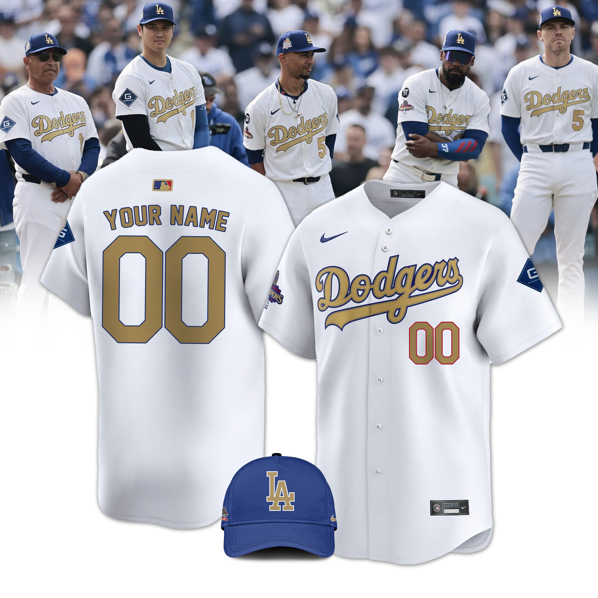 Custom Los Angeles Dodgers Mlb 2025 Gold Jersey Gift For LA Fans