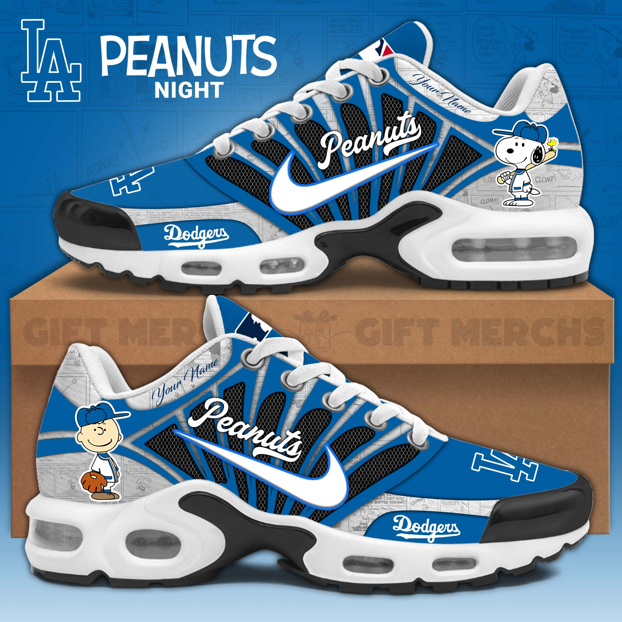 Custom Los Angeles Dodgers Peanuts 75th Anniversary Shoes Gift For Baseball Fans