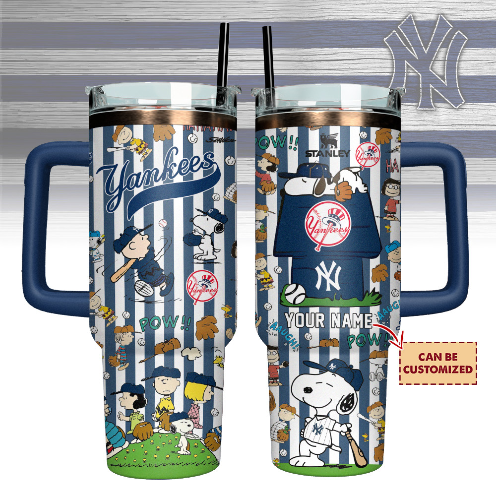 Custom New York Yankees X Peanuts Stanley Stainless Steel Tumbler Gift For Baseball Fans