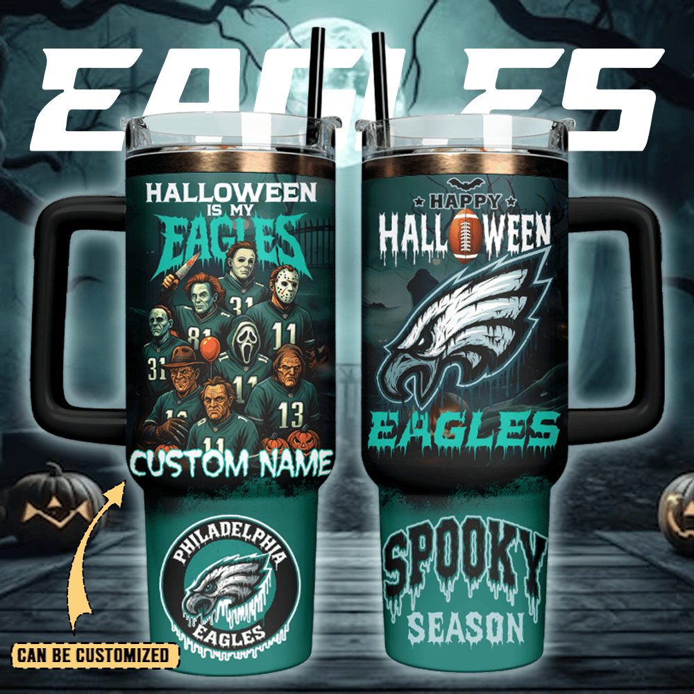 Custom Philadelphia Eagles X Halloween Stanley Stainless Steel Tumbler Football Related Gifts