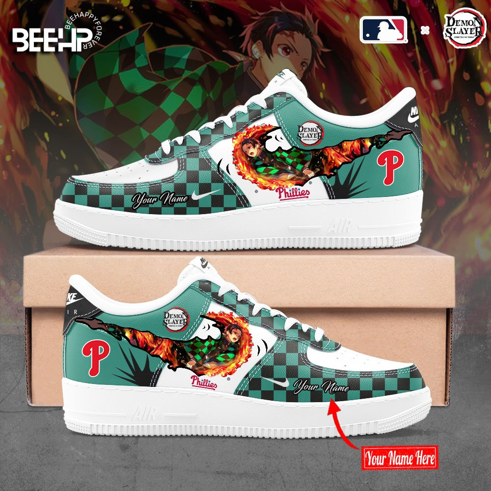 Custom Philadelphia Phillies x Demon Slayer Af Sneakers Best Gifts For Anime Lovers