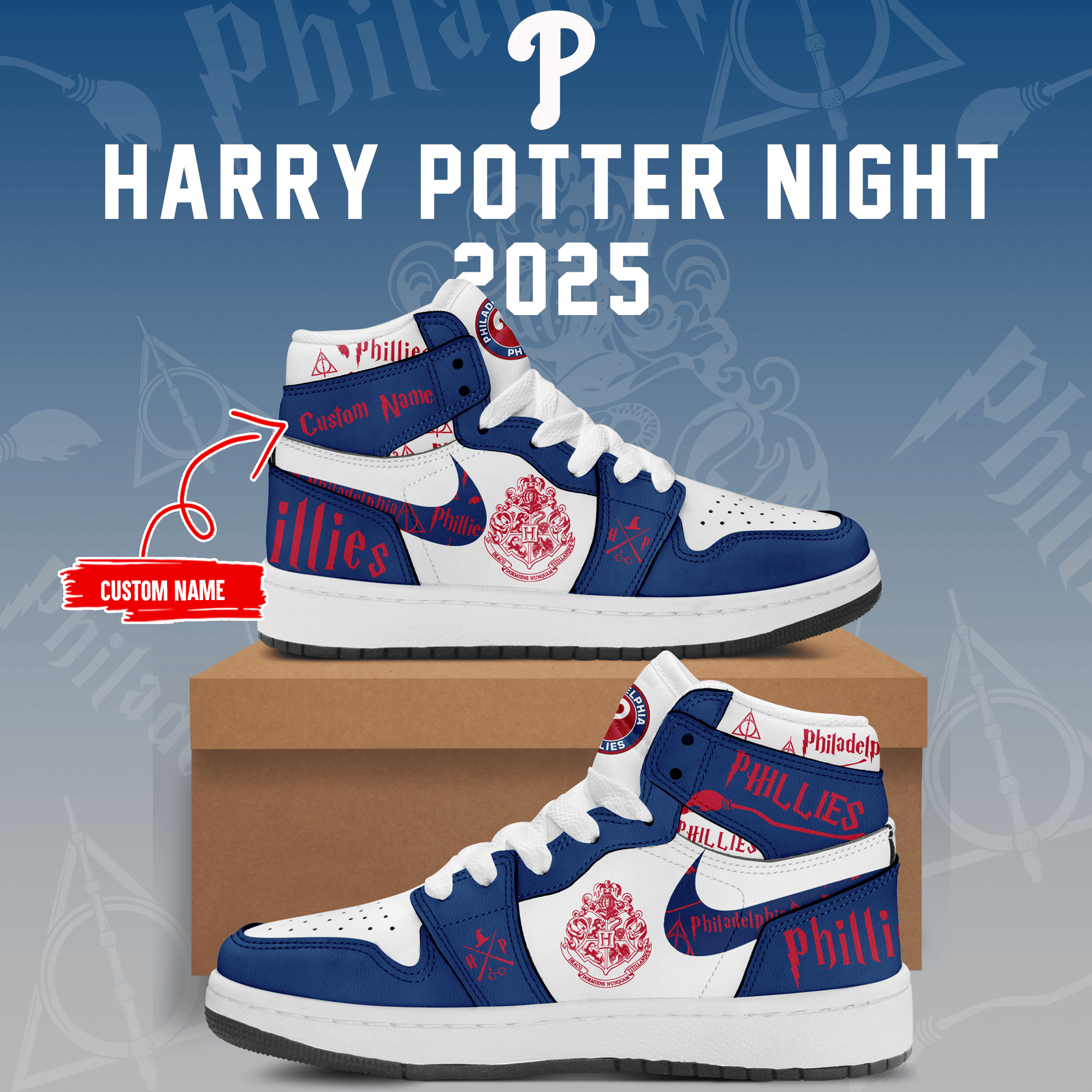 Custom Philadelphia Phillies X Harry Potter 2025 JD Shoes Best Present For Harry Potter Lovers