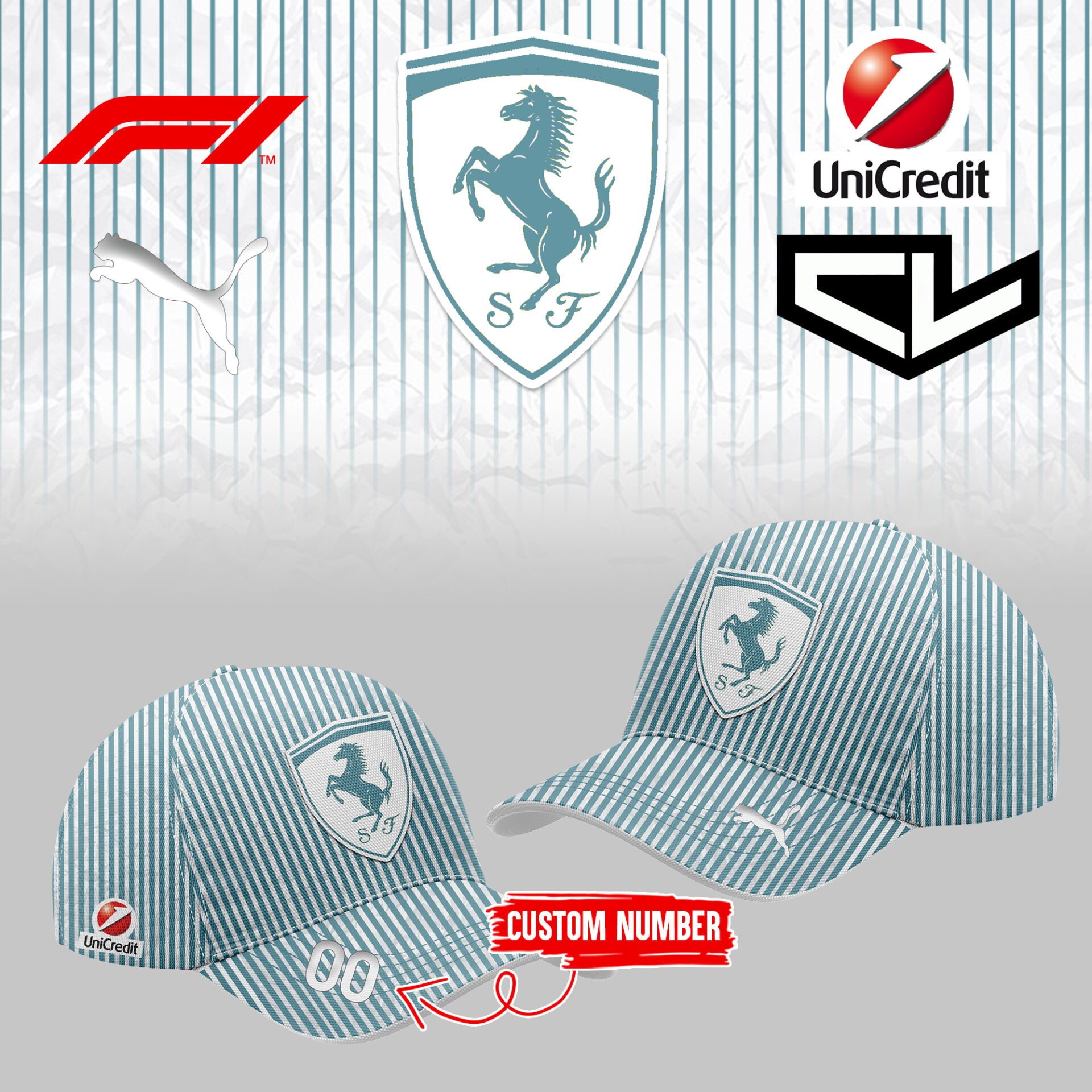 Custom Scuderia Ferrari Merch Monaco Hat Blue Stripe Best Gift Ideas For F1 Fans