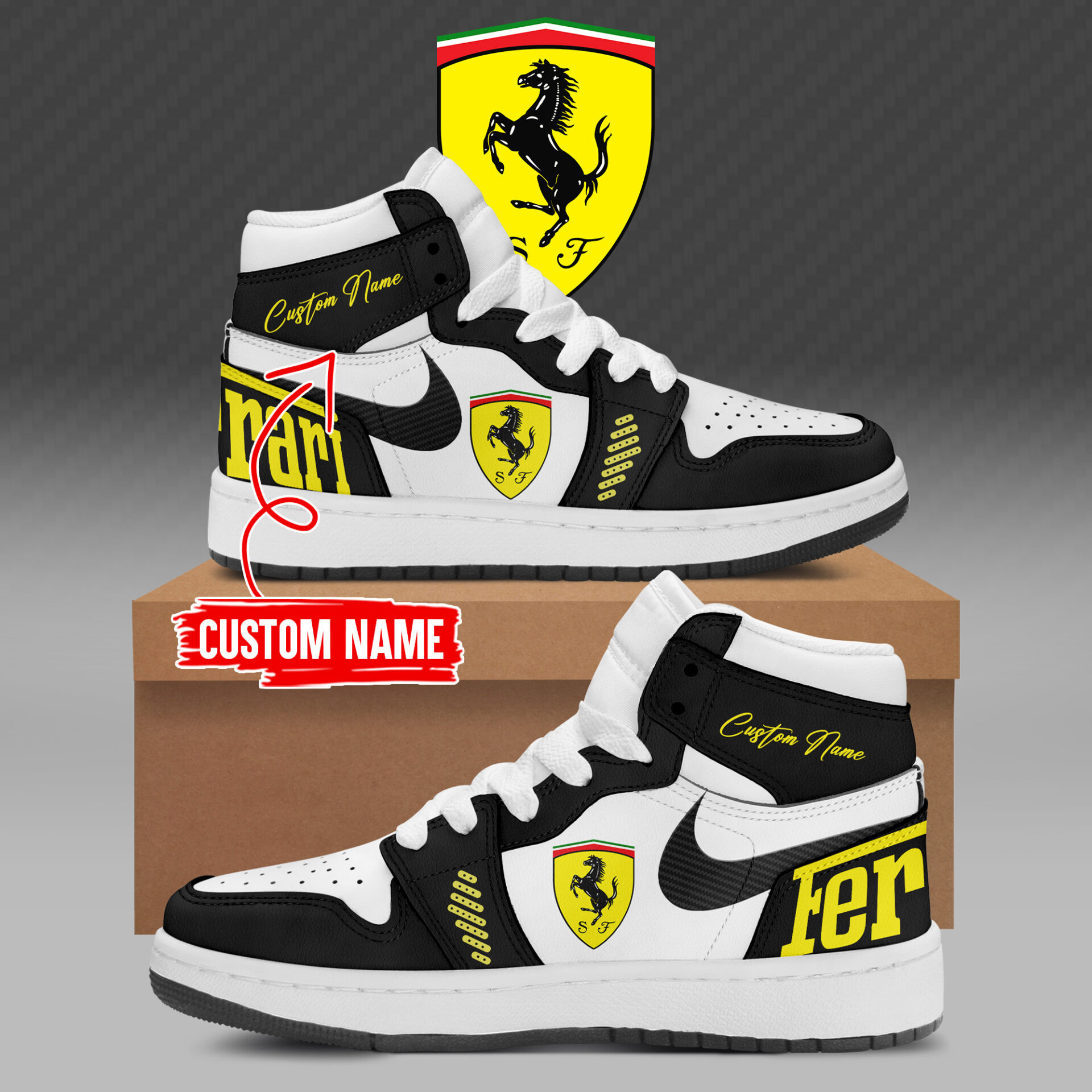 Custom Scuderia Ferrari Monza Merch AJ Shoes Sneakers 2025 Present For Formula 1 Fans