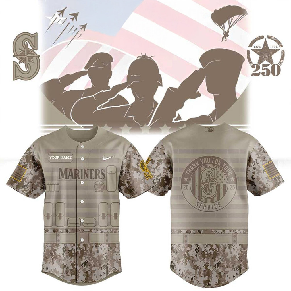 Custom Seattle Mariners Military Appreciation 250Th Anniversary 2025 Jersey Seattle Mariners Merch