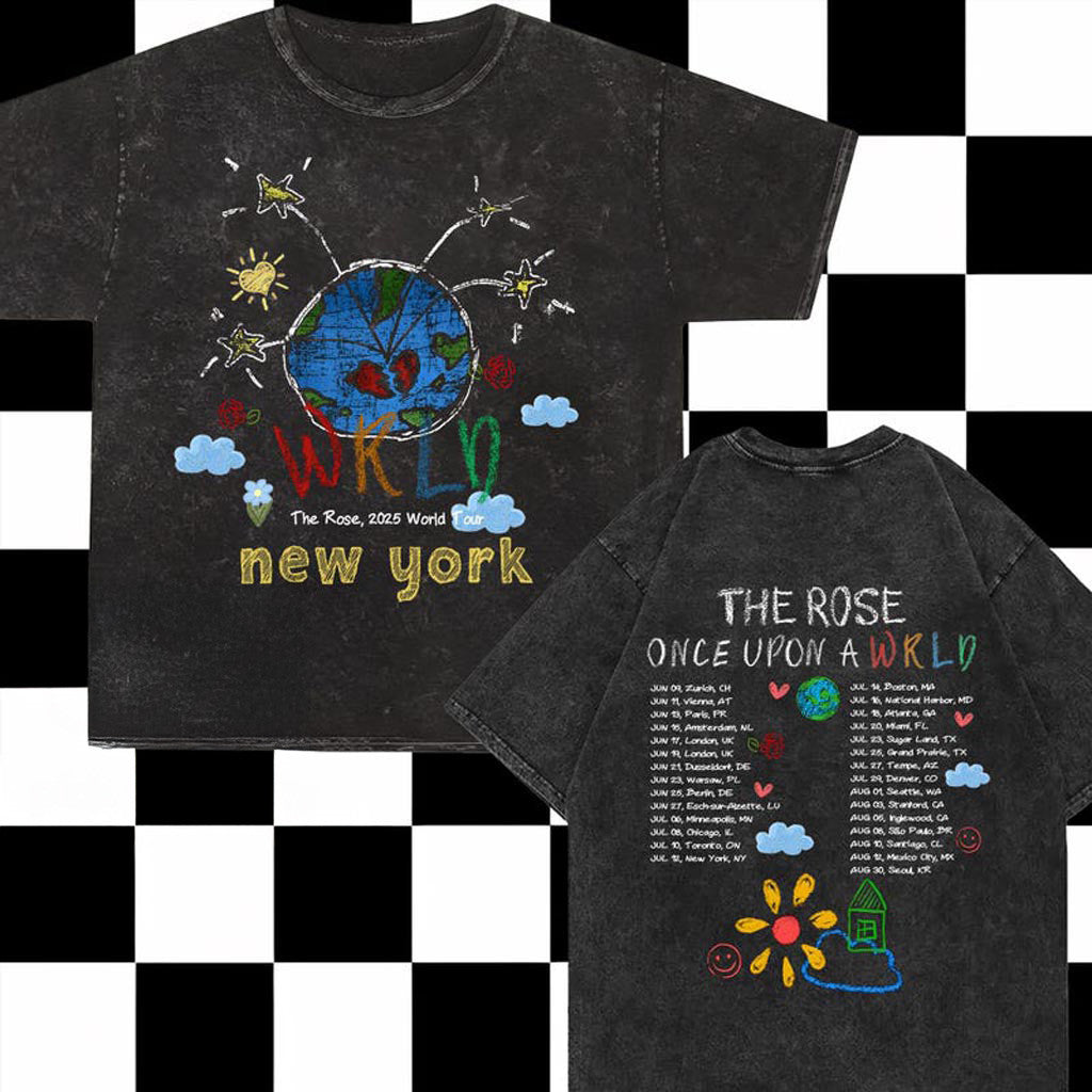 Custom The Rose Once Upon AWRLD Tour Mineral Washed T-shirt The Rose 2025 World Tour shirt
