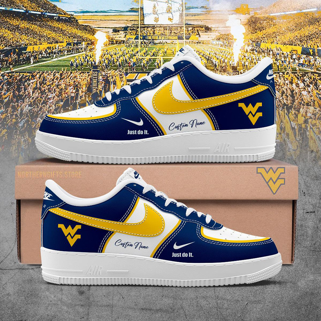 Custom West Virginia Mountaineers Merch Just Do It Air Force 1 Shoes Sneakers