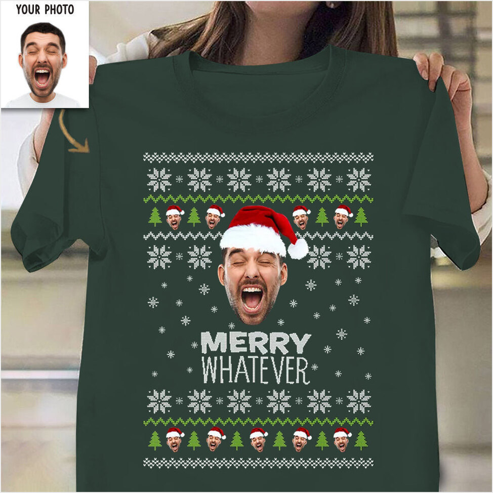Customized Face Shirt Merry Christmas T-Shirt Best Man Christmas Gifts Best Friend Gifts