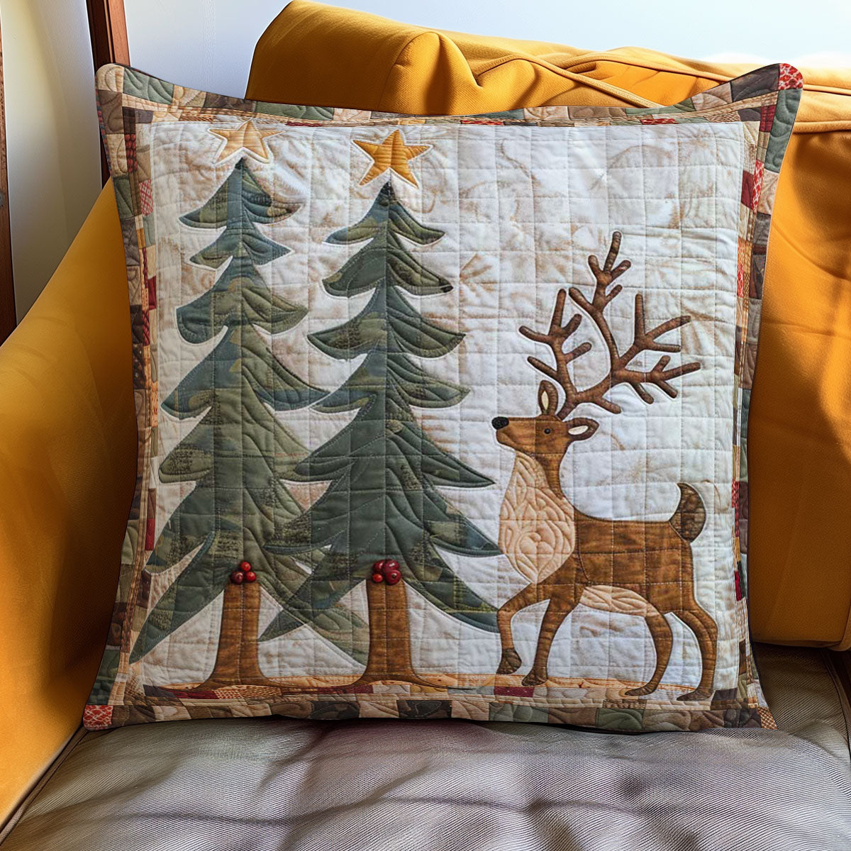 Cute Christmas Rudolph Quilt Pillow Case Home Merry Holiday Decorative Square Sofa Pillow Covers