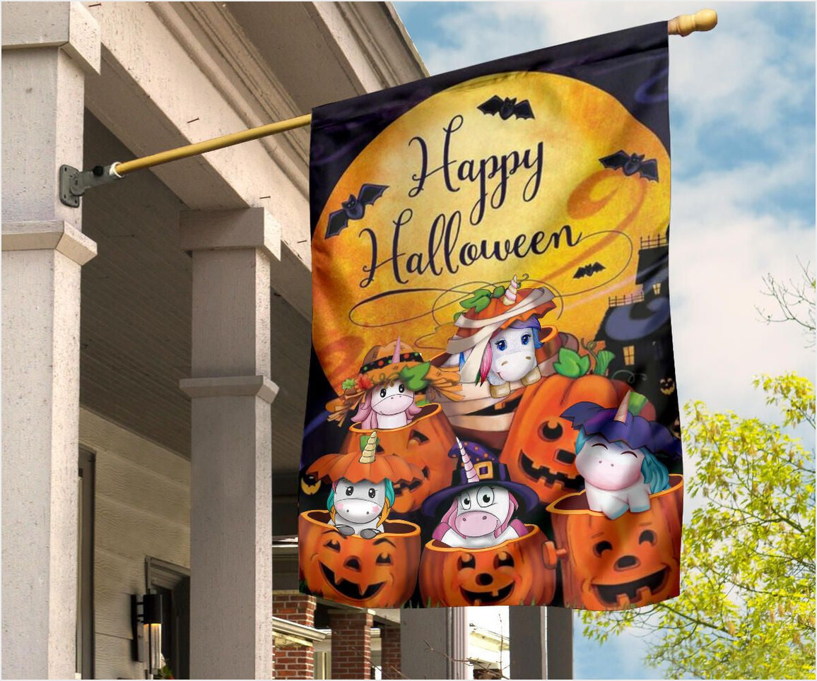 Cute Unicorns With Pumpkin Blood Moon Halloween T-Shirt Halloween Costumes For Unicorn Lover