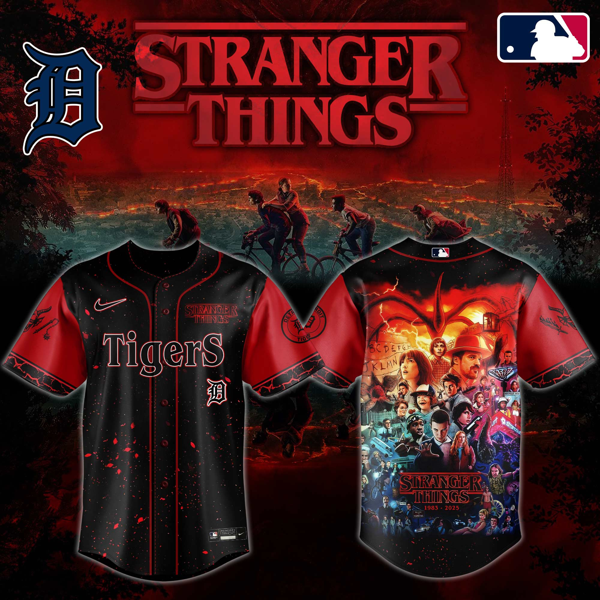 D Tigers X Stranger Things Jersey 2025 Baseball Team Gift Ideas