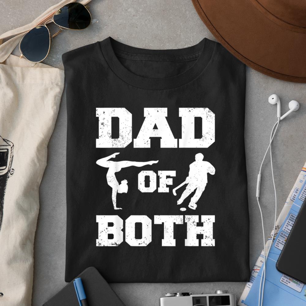 Dad Of Both Funny Gymnastics Hockey Dad T-Shirt