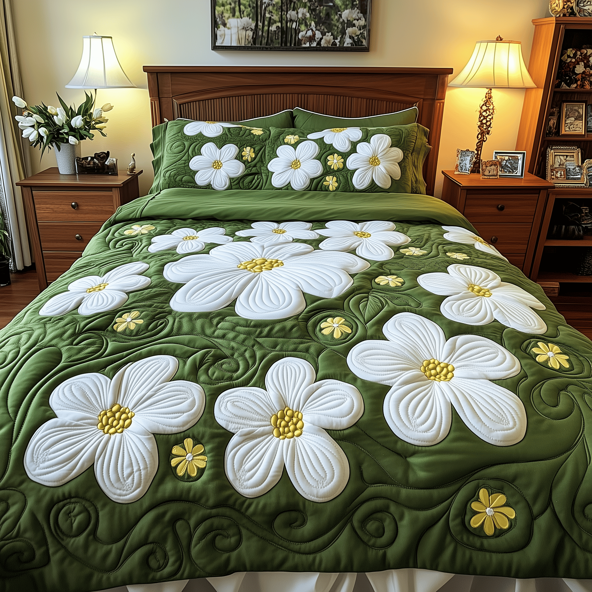 Daisy Garden Quilted Bedding Set Great Duvet Cover Bedspread Set Gifts For Expecting Mothers