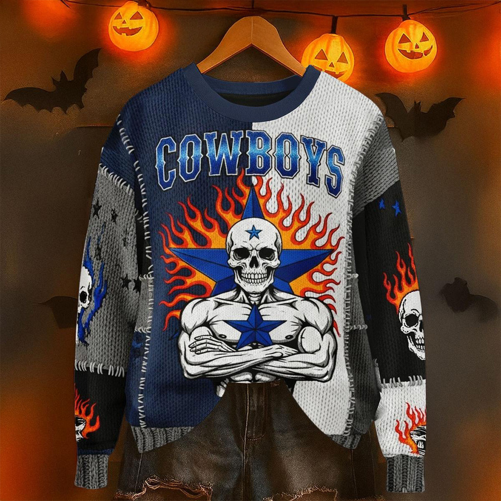 Dallas Cowboys Skeleton Halloween Ugly Sweater Dallas Cowboys Merch Best Football Gifts