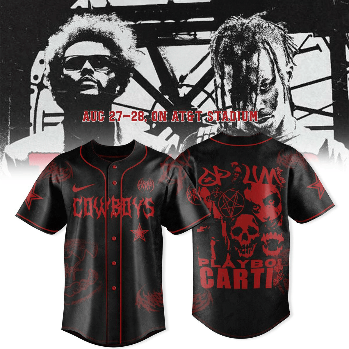 Dallas Cowboys X Playboi Carti The Weeknd Tour 2025 Jersey Dallas Cowboys Merch