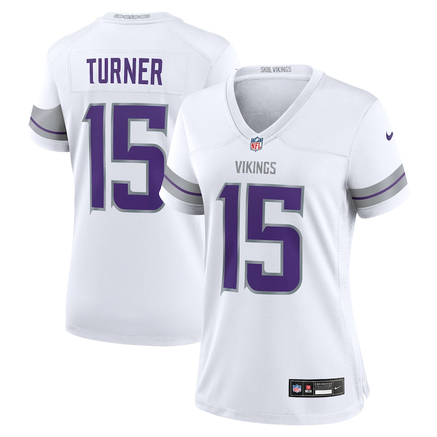 Dallas Turner 15 Minnesota Vikings Women's Alternate Game Jersey - White - JSDV869