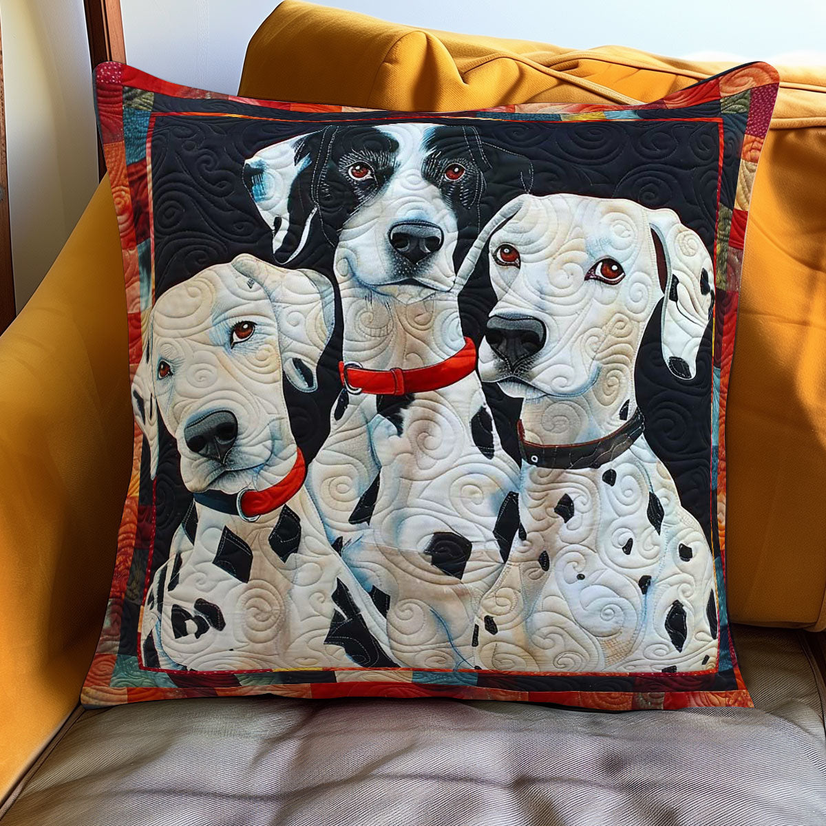Dalmatian Brothers Quilt Pillow Case  Square Pillow Covers Themed Gift Items Christmas