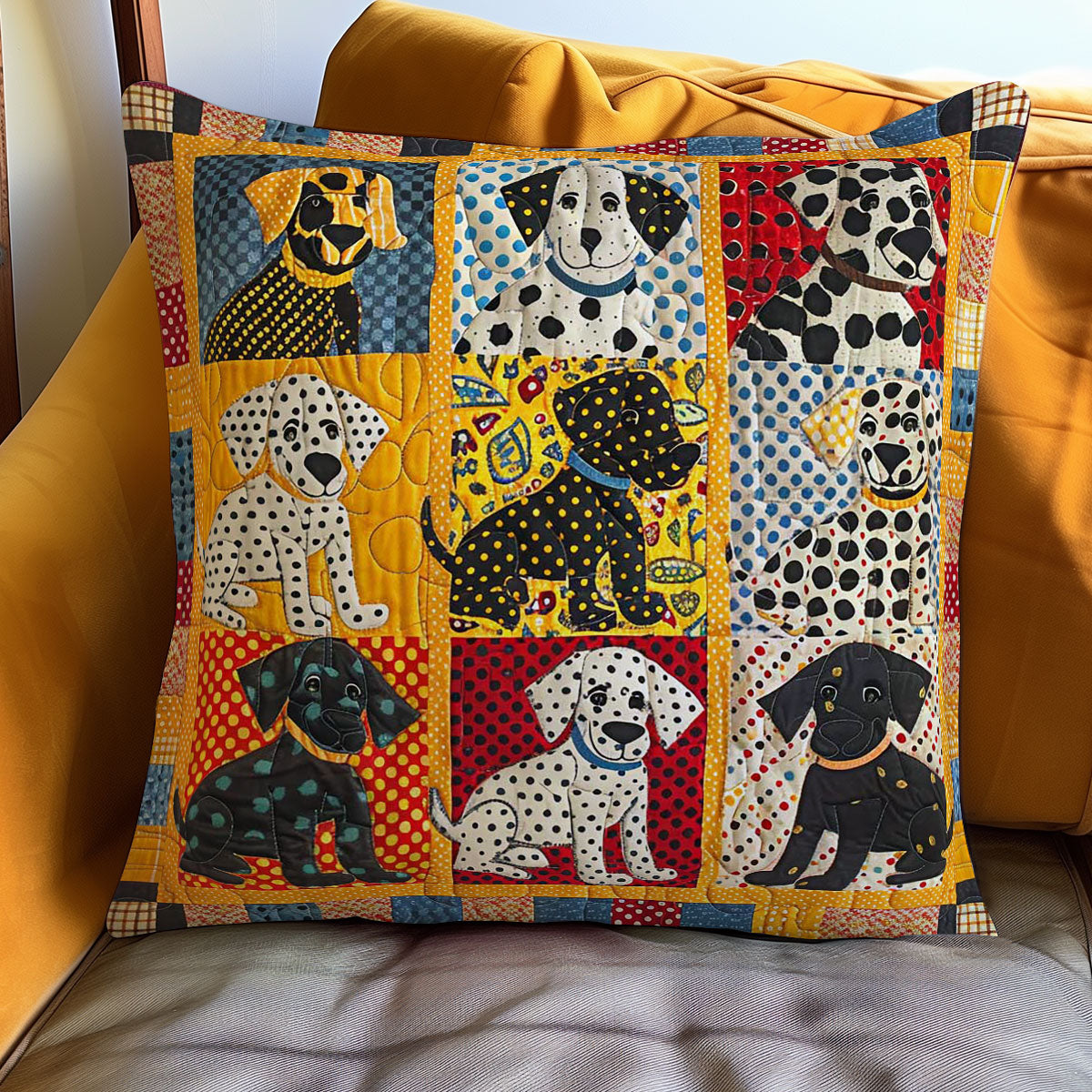 Dalmatian Delight Quilt Pillow Case  Square Pillow Covers Themed Gift Items Christmas