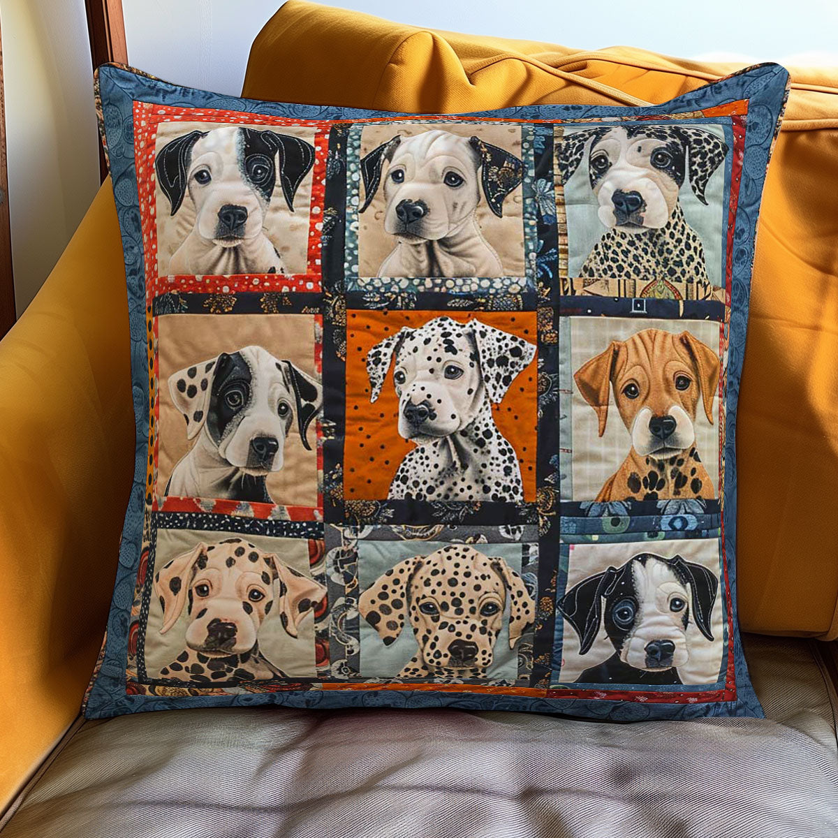 Dalmie Nest Quilt Pillow Case  Square Pillow Covers Themed Gift Items Christmas