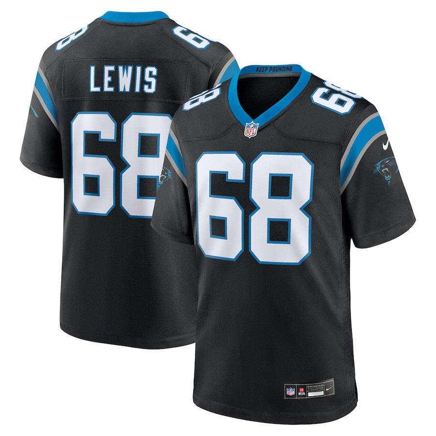 Damien Lewis 68 Carolina Panthers Game Men Jersey - Black - JS843