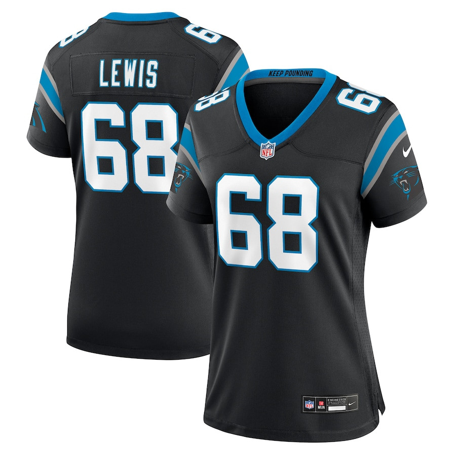 Damien Lewis 68 Carolina Panthers Women's Game Jersey - Black - JS712