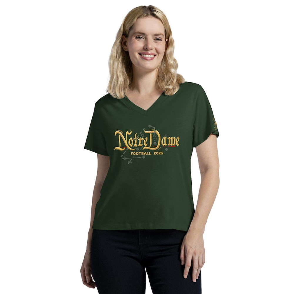 Dark Green Notre Dame Fighting Irish The Shirt 2025 V-Neck Shirt For Women Football Fan Gift Ideas