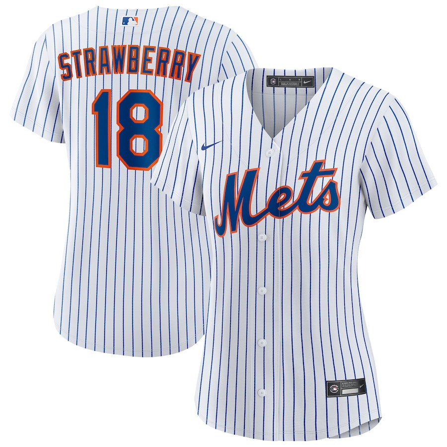Darryl Strawberry 18 New York Mets Home Player Women Jersey - White - JS995