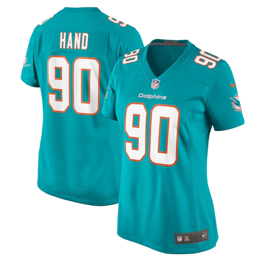 Da'Shawn Hand 90 Miami Dolphins Women's Game Jersey - Aqua - JS896