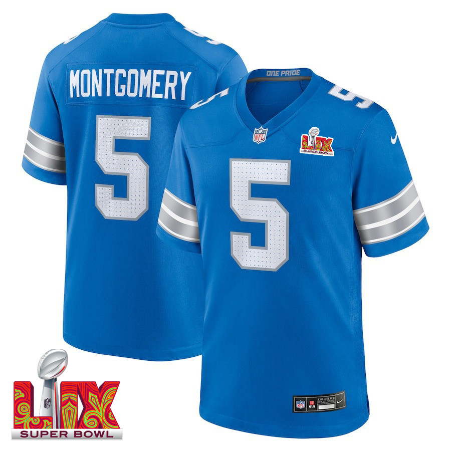 David Montgomery #5 Detroit Lions Super Bowl LIX Jersey - Men's - Blue - JS692