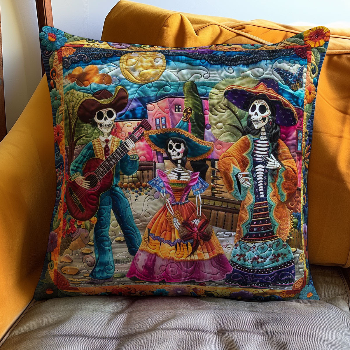 Day Of The Dead Quilt Pillow Case Square Pillow Covers Best Christmas Gifts For Ladies
