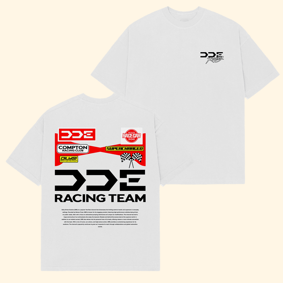 DDE Racing Team White T-Shirt DDE Merch Cool Father's Day Birthday Gifts For Racing Lovers