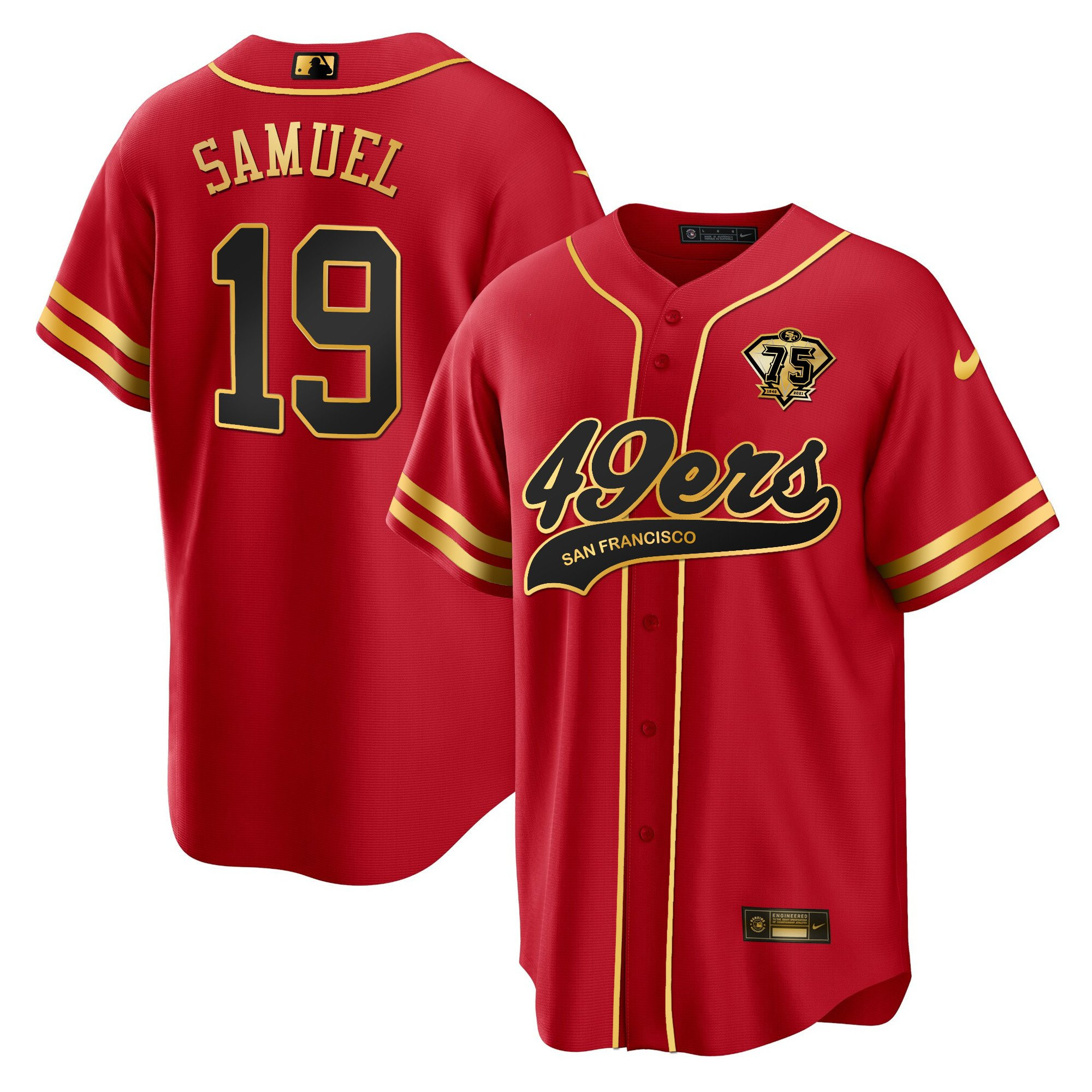 Deebo Samuel 19 San Francisco 49ers Baseball Men Jersey - Black Red - JS787