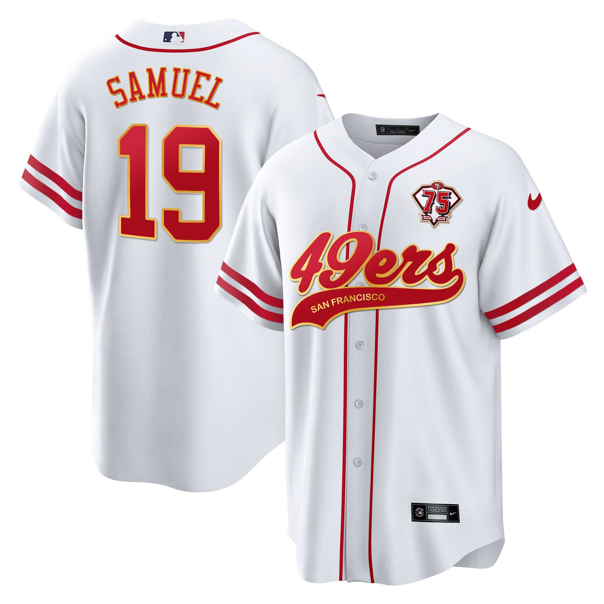 Deebo Samuel 19 San Francisco 49ers Baseball Men Jersey - White - JS386