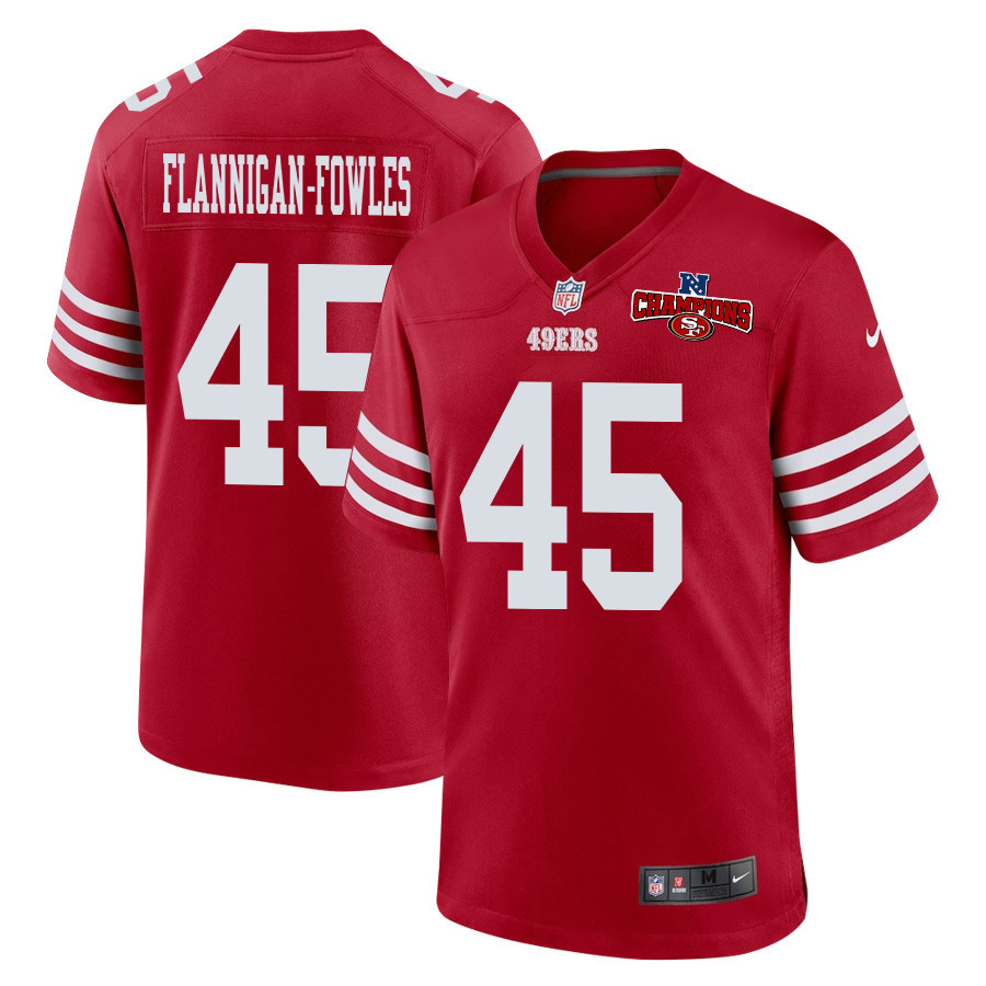 Demetrius Flannigan-Fowles 45 San Francisco 49ers NFC Champions Patch Game Men Jersey - Scarlet - JSDV414