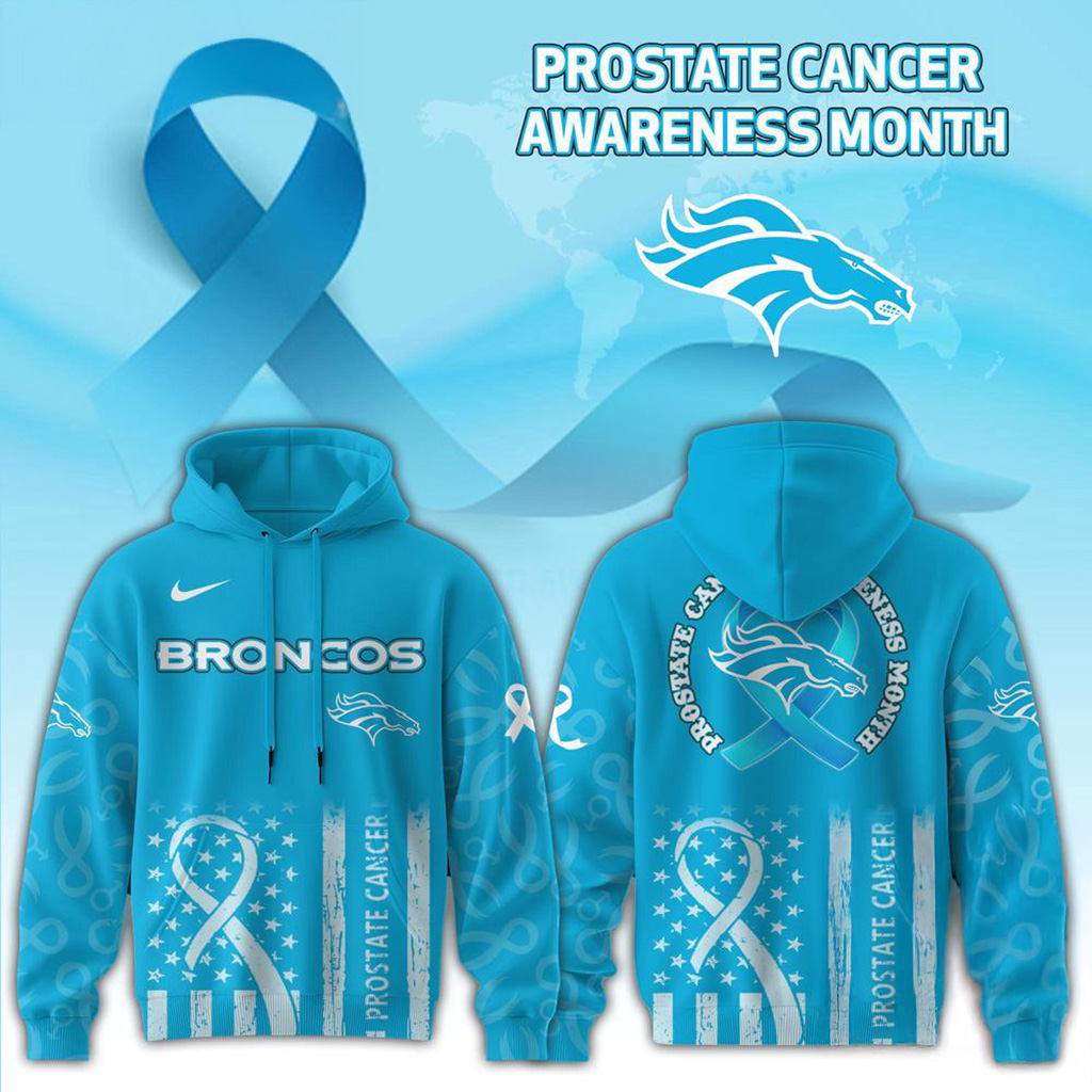 Denver Broncos 2025 NFL Prostate Cancer Awareness Hoodie Denver Broncos Merch Gifts For Her
