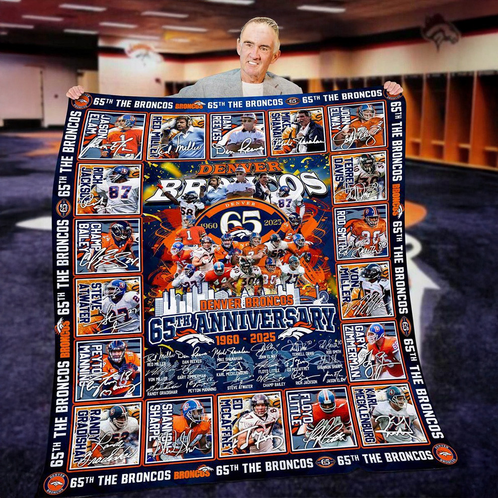 Denver Broncos 65th Anniversary 1960 2025 Blanket Denver Broncos Merch Father's Day Gifts