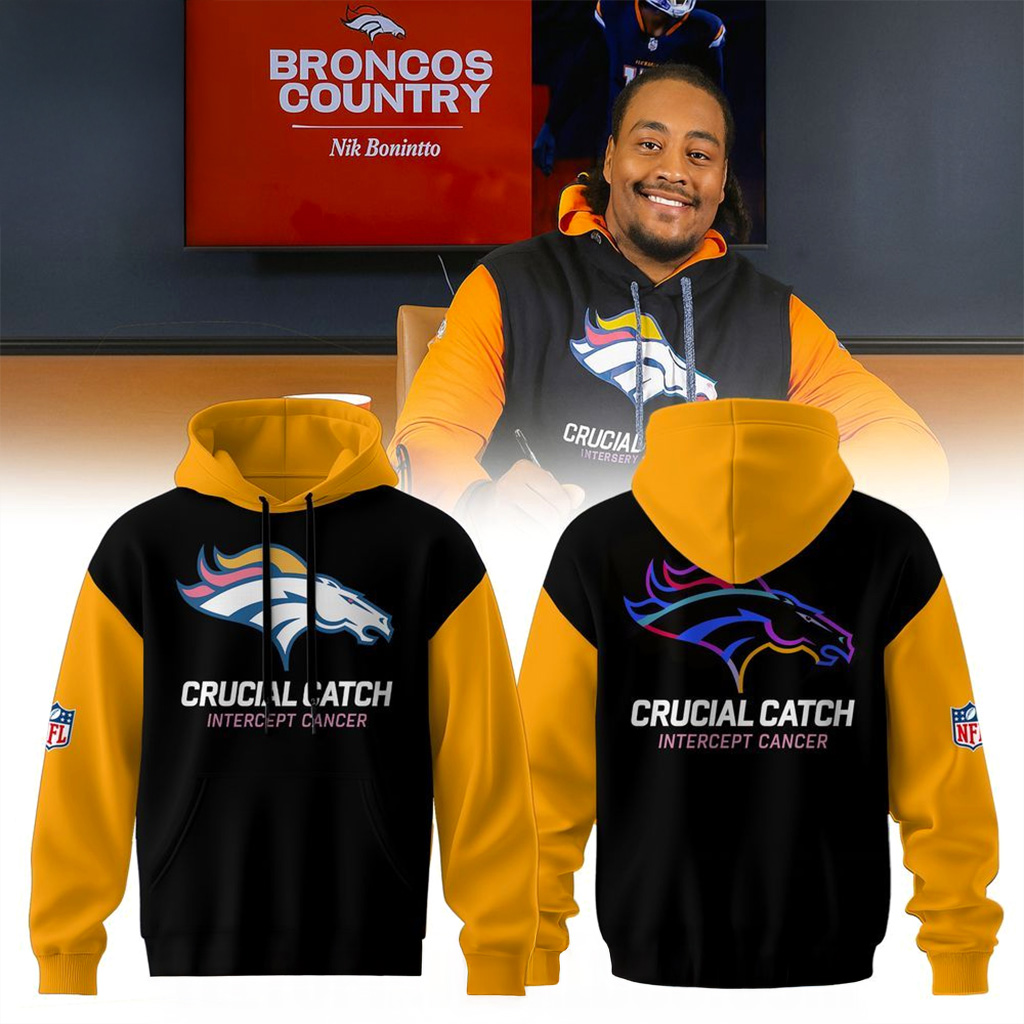 Denver Broncos Crucial Catch Intercept Cancer Hoodie Denver Broncos Merch Gift For Fans
