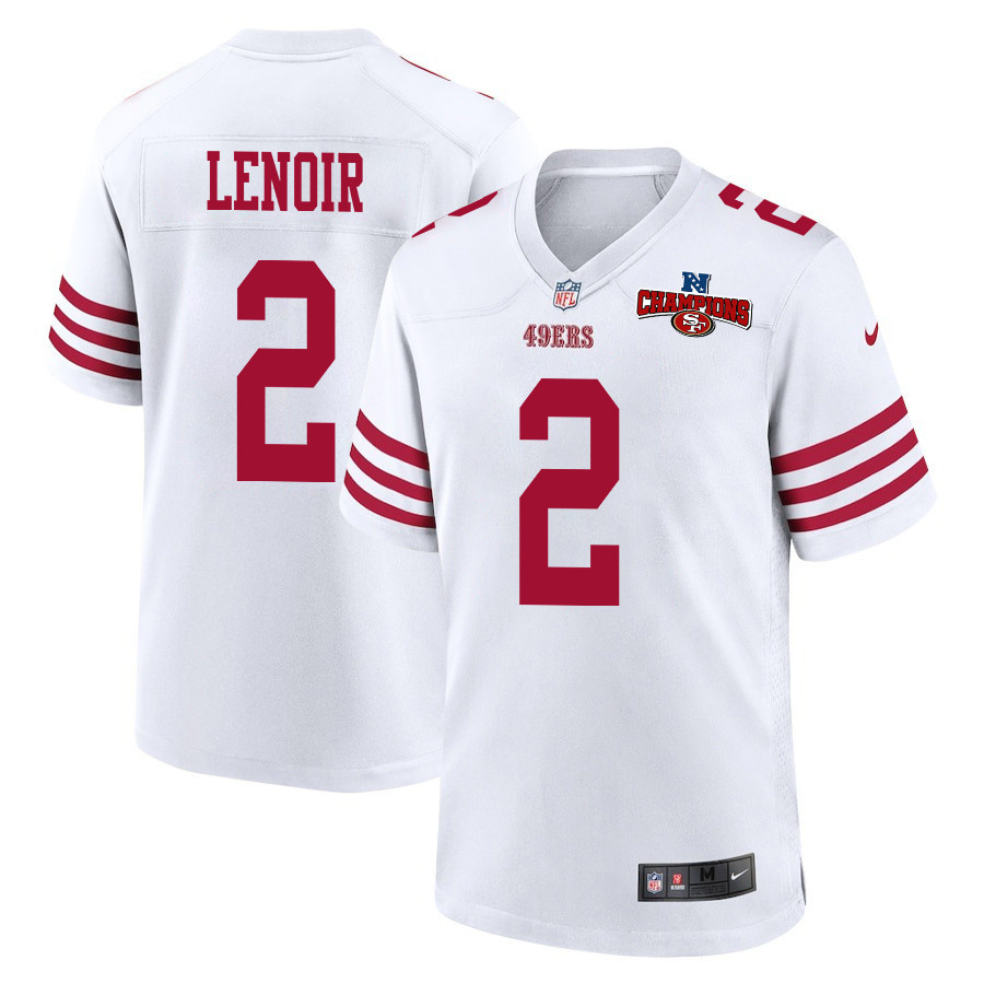 Deommodore Lenoir 2 San Francisco 49ers NFC Champions Patch Game Men Jersey - White - JSDV825
