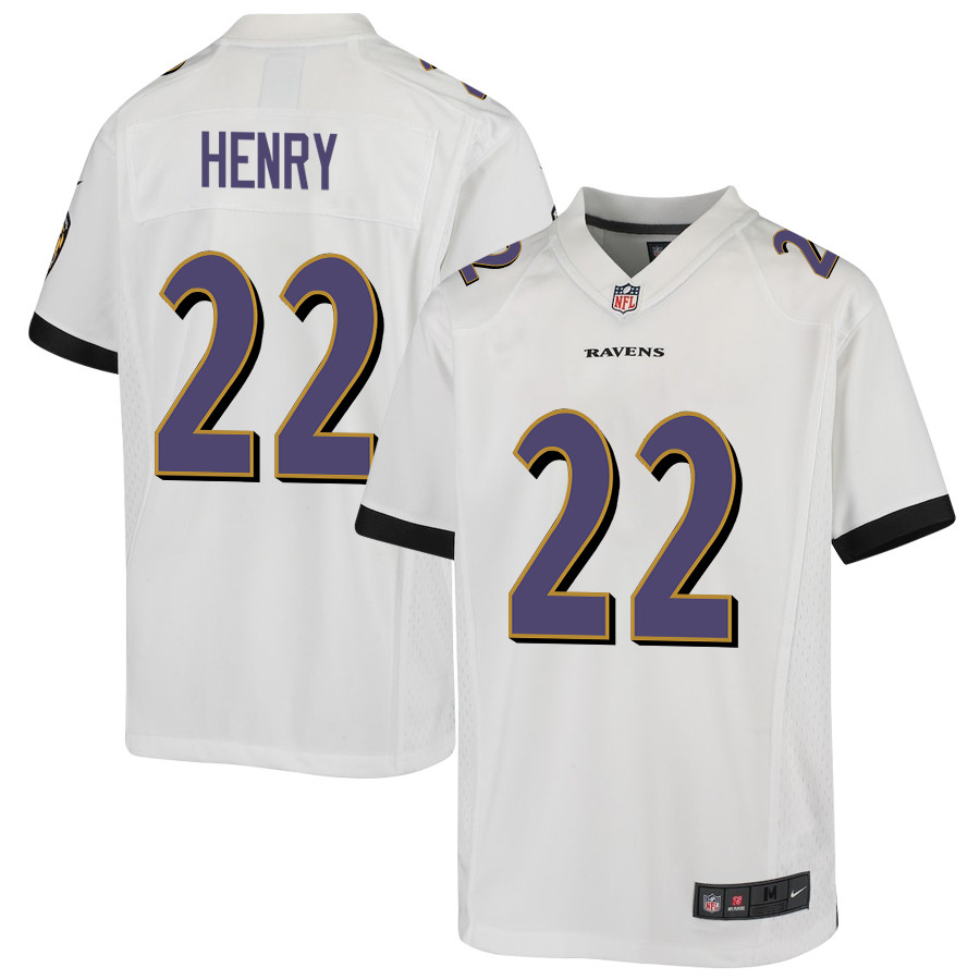 Derrick Henry 22 Baltimore Ravens Game YOUTH Jersey - White - JSDV656