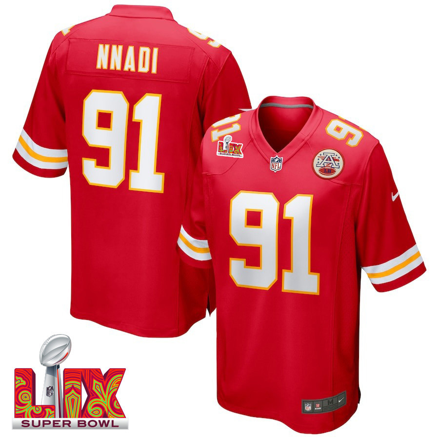 Derrick Nnadi #91 Kansas City Chiefs Super Bowl LIX Jersey - Men's - Red - JS480