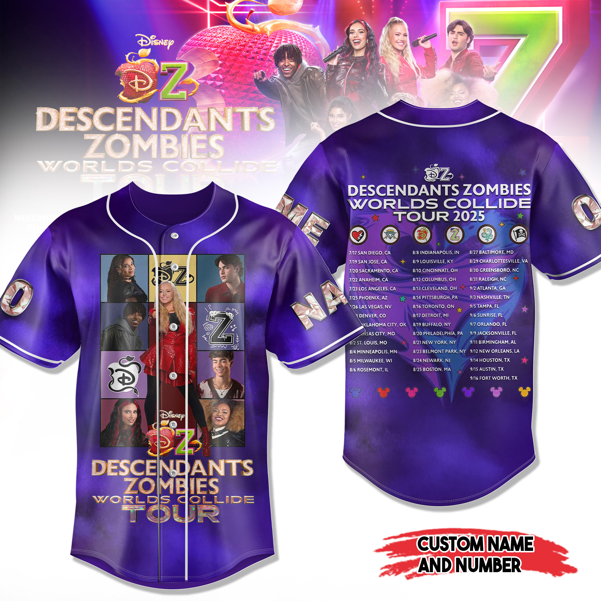 Descendants Zombies Disney Movie Personalized Baseball Jersey For Fans