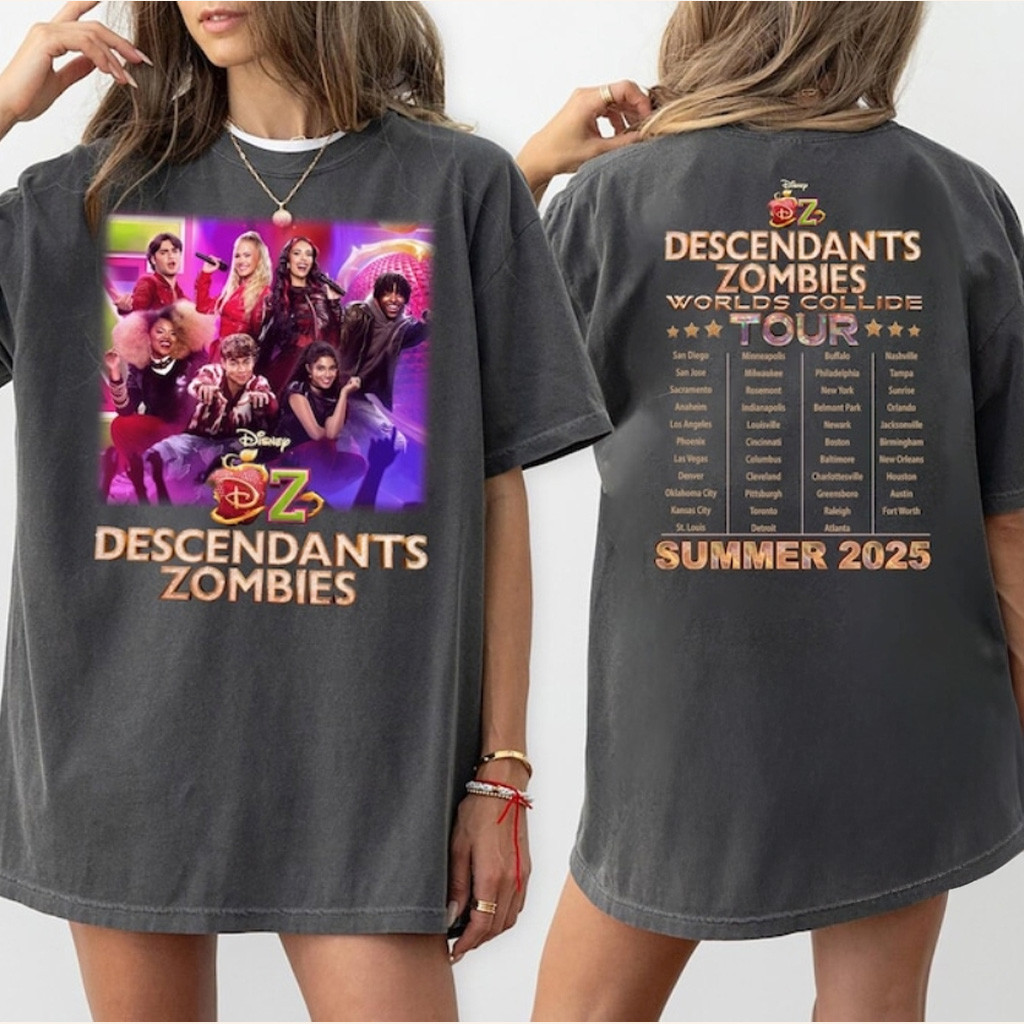 Descendants Zombies World Tour 2025 Shirt Disney The Rise Of Red Concert T-Shirt Fans Gifts